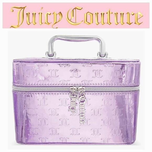 Juicy Couture JC Logo Metallic Cosmetic Traincase - Picture 1 of 9